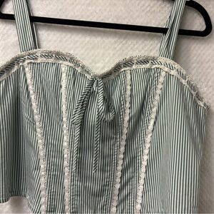 Bustier Light Green and White Ruffled 
Crochet Details